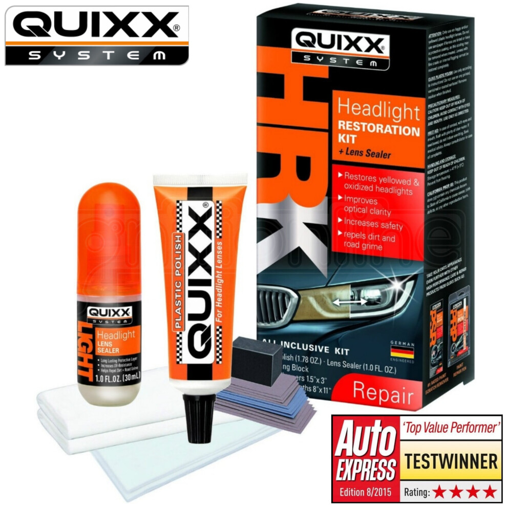 Quixx Car Headlight Restoration Kit Polish Sealing Headlamp Lens Restorer 4028778001681