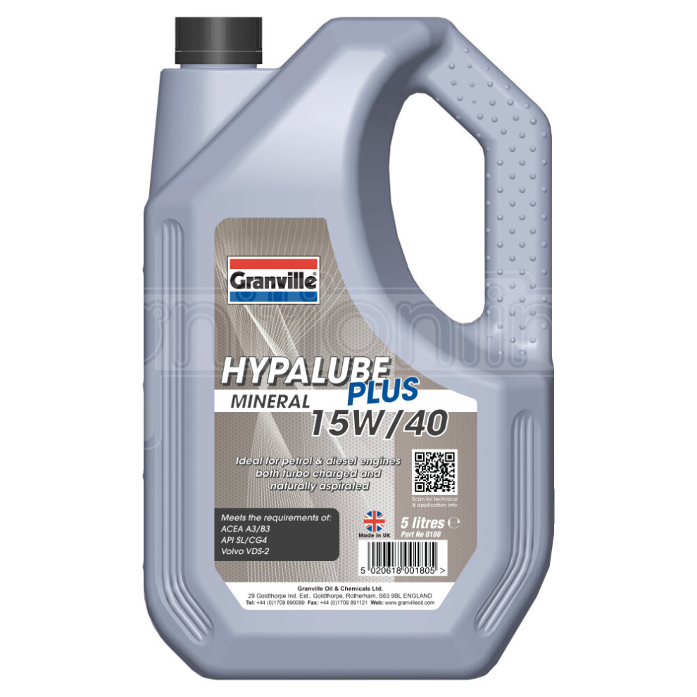 Granville Hypalube Mineral Plus Engine Oil 15W/40 Petrol & Diesel Turbo 5L