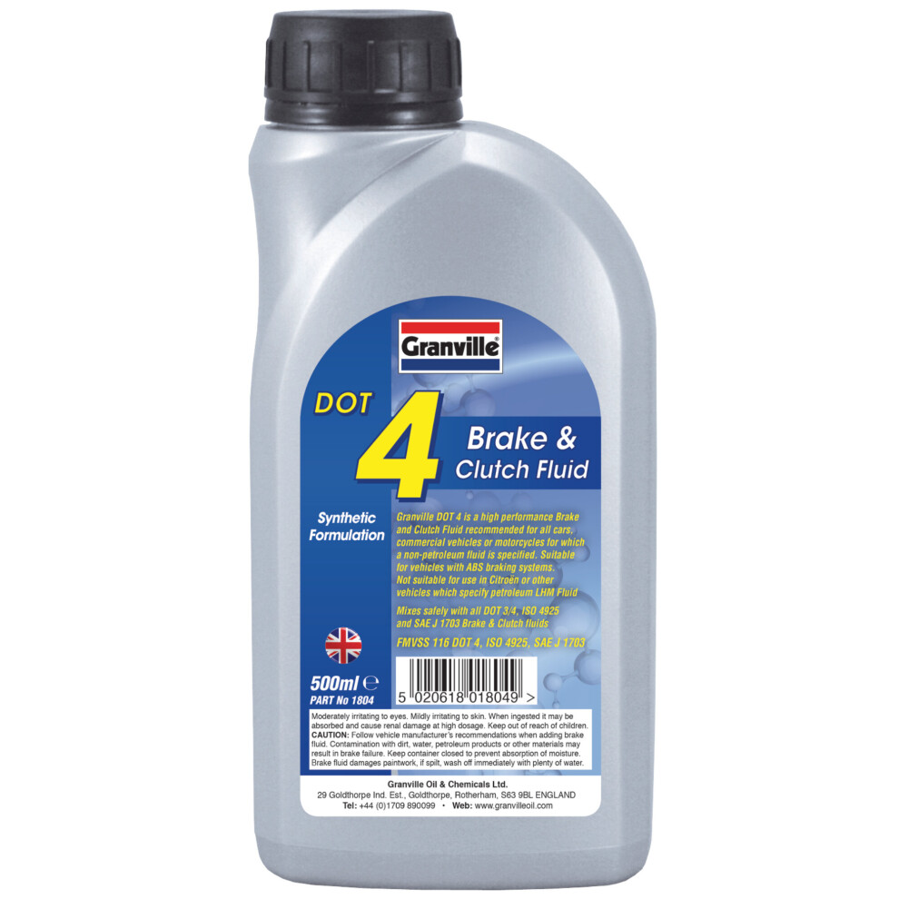 Granville Synthetic Based Brake & Clutch Fluid Dot 4 SAE J-1703 & J-1704 500ml