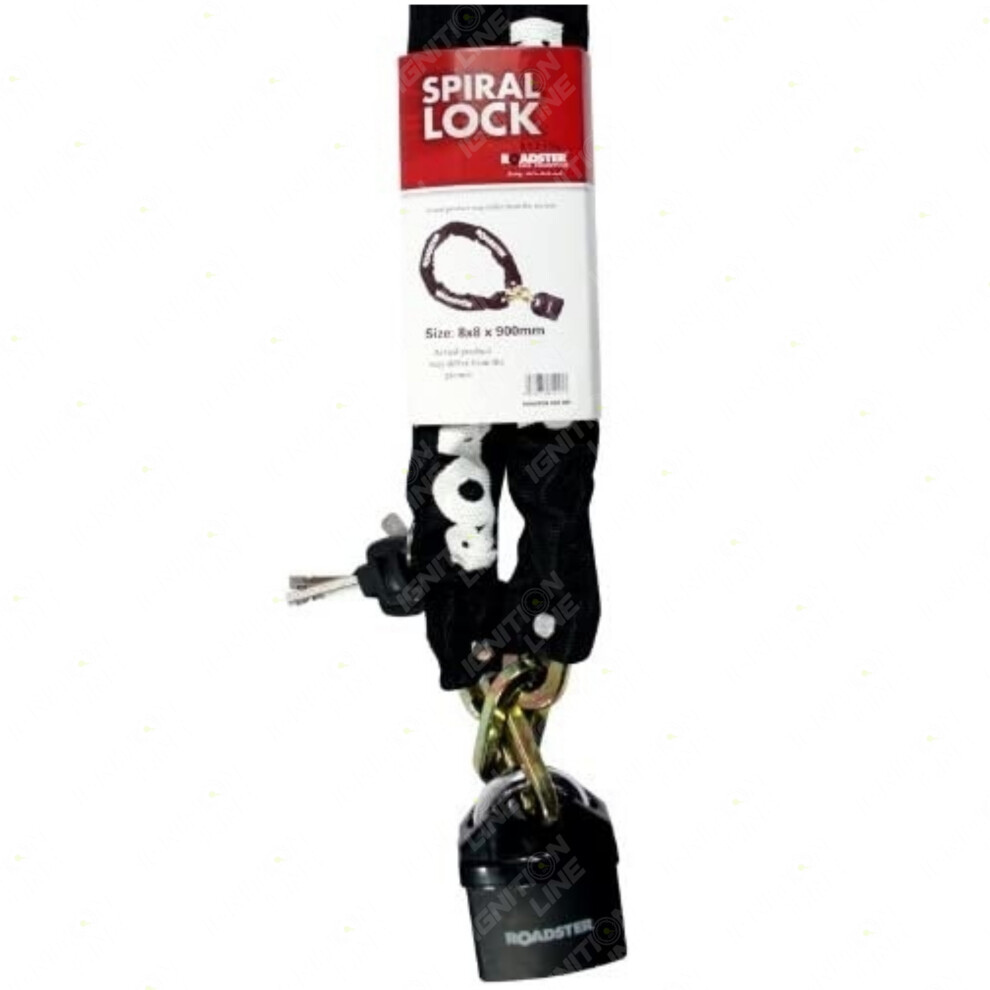 Roadster Heavy Duty Chain Lock Motorcycle Scooter Bikes Padlock 8mm x 900mm