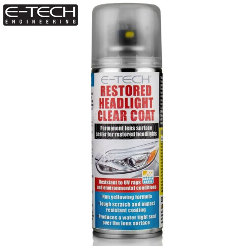 E-TECH Restored Headlight Headlamp Protect Clear Coat Lacquer Spray Sealer 200ml