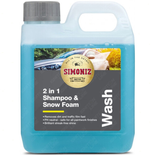 Simoniz Simoniz 2 in 1 Shampoo & Snow Foam PH Neutral Removes Dirt & Traffic Film 1L
