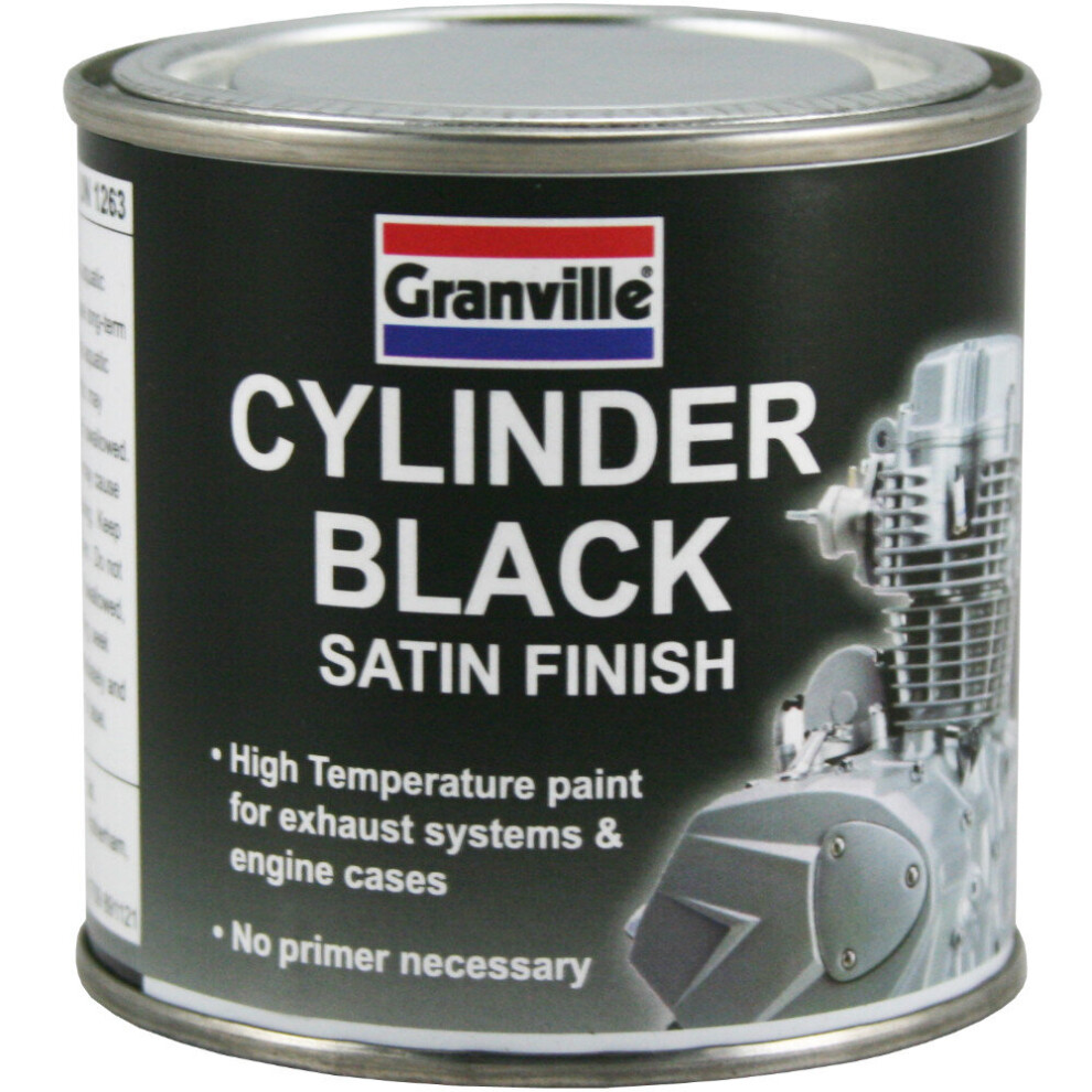 GRANVILLE CYLINDER BLACK PAINT High Temperature Exhaust & Engine Cases 100ml