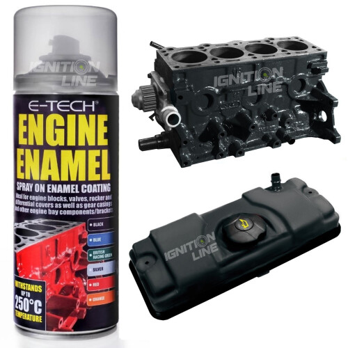 E-Tech Engine Enamel Spray Coating Heat Resistant High Temp Paint - Black 400ml