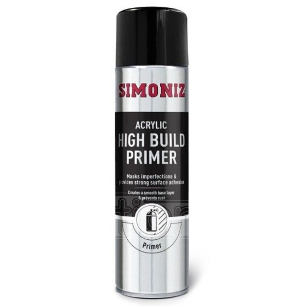 Simoniz High Build Primer Fast Drying Putty Filler Spray Aerosol Paint 500ml