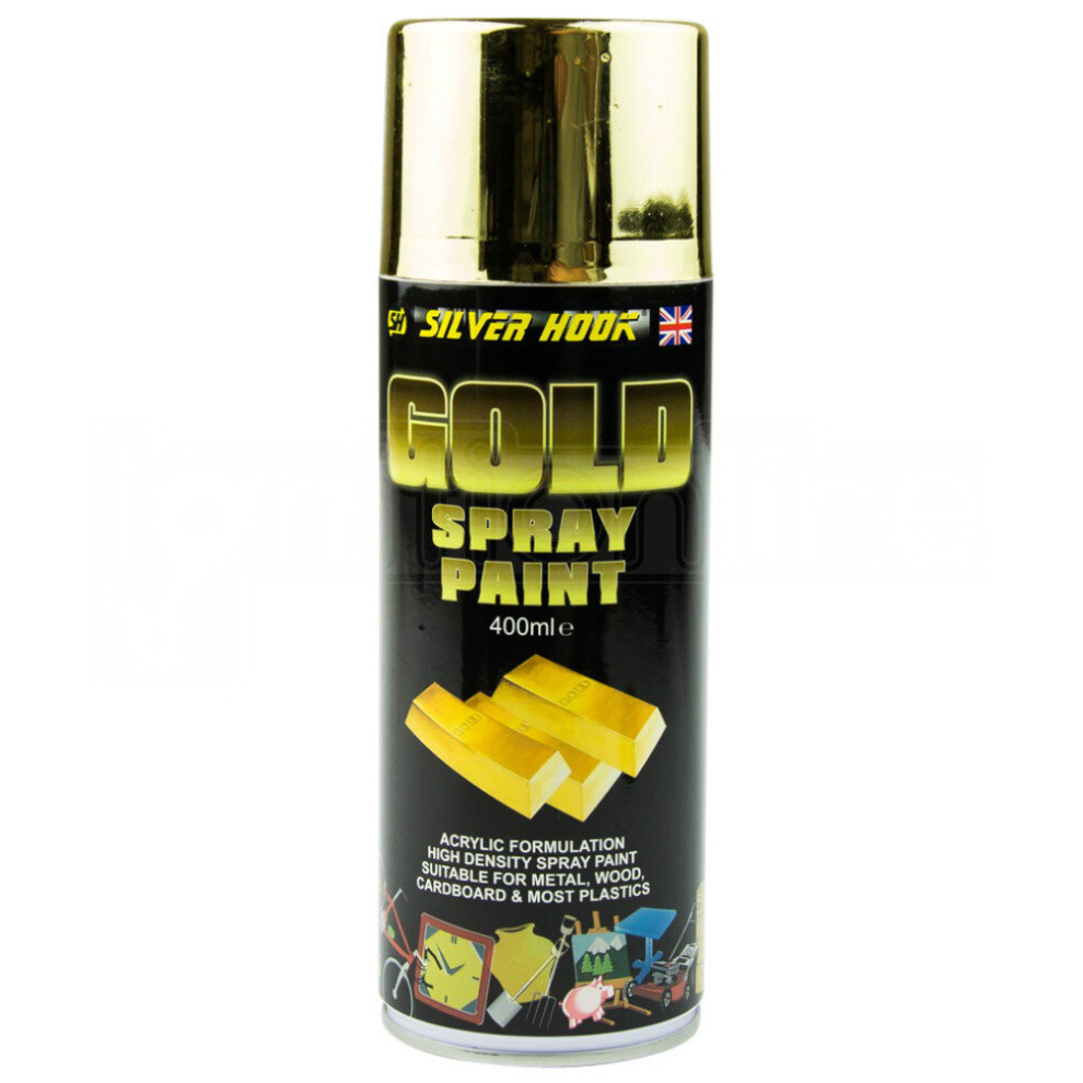 Silverhook Gold High Density Spray Paint Aerosol Paint Metal Wood Plastic 400Ml 5036029100020
