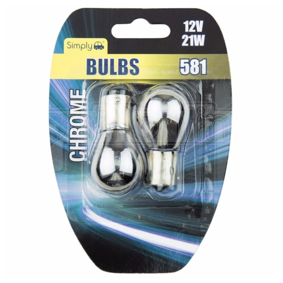 2 X 581 12V Py21w Chrome Indicator Offset Pin Shine Bulbs Bau15s Silver/Amber 5037409058726