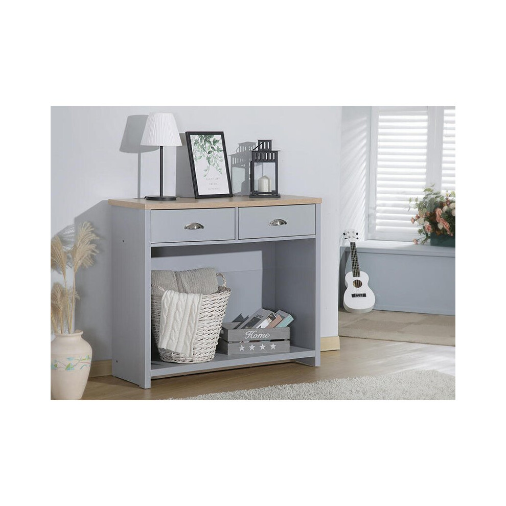 (Grey) Wooden Console Hall Table Available in Grey/Oak or White/Oak