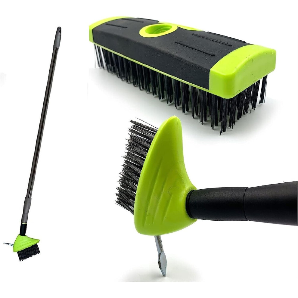 Gr8 Garden 3In1 Extendable Weed Brush Garden Patio Cleaner Removal Scraping Tool