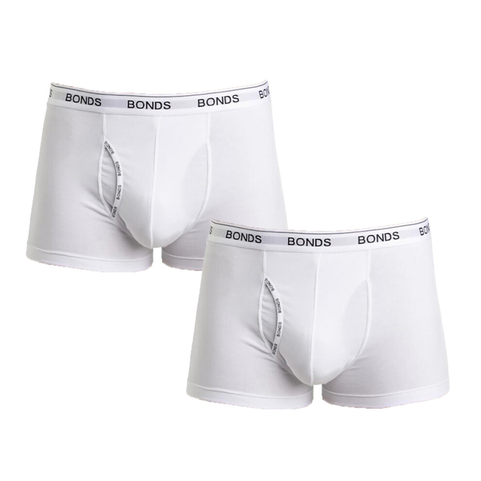 (L) 2x Bonds Guyfront Trunks Mens White Briefs Boxer Undies Underwear MZVJ Bulk