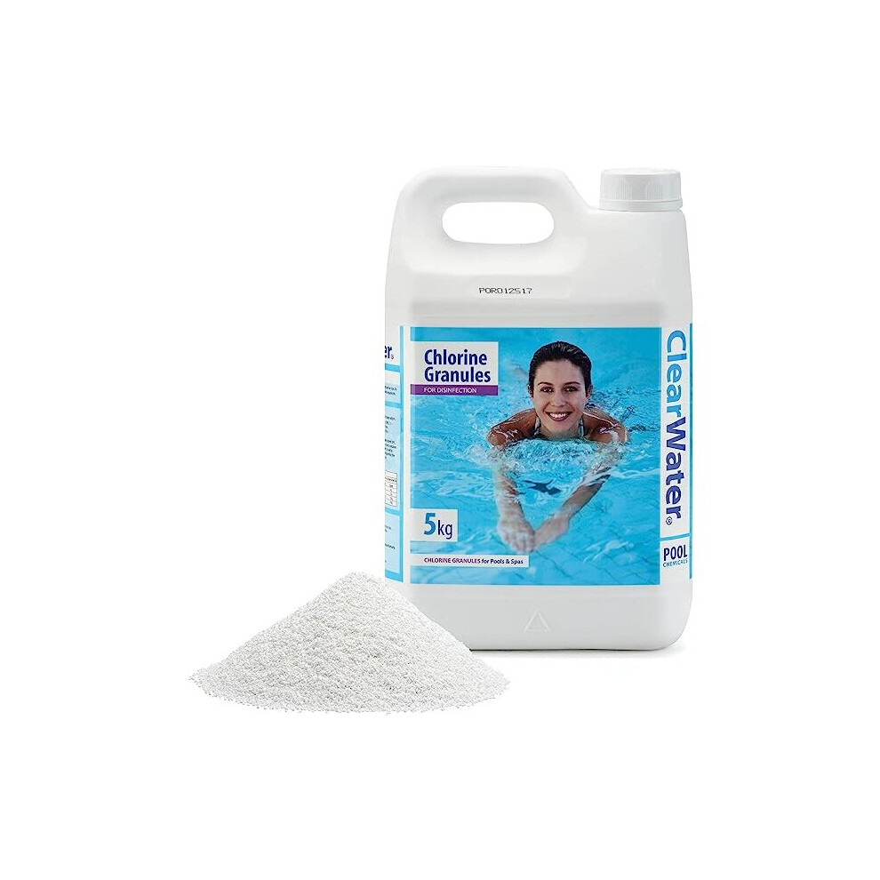 Kassma Clearwater CH0004 Chlorine Granules for Hot Tub Spa and Swimming Pool Water Treatment for Rapid Disinfecting and Cleaning, Jerry Can, 5 kg