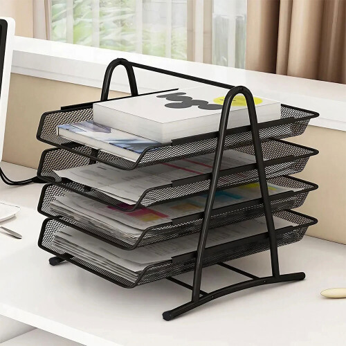 Living And Home Metal Mesh A4 File Holder Document Tray Rack Desk Organiser