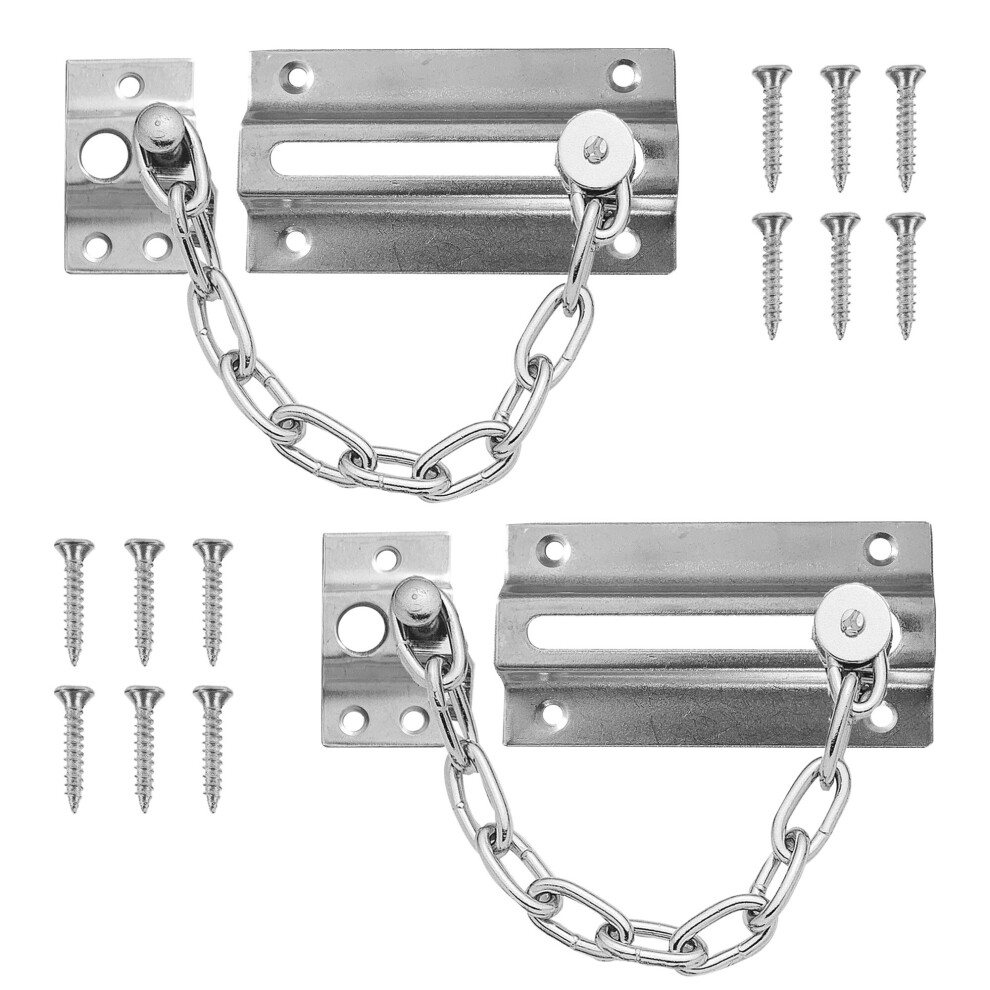 (2 (Two) Door Chains, CHROME) 2pk Security Chain for Front Door