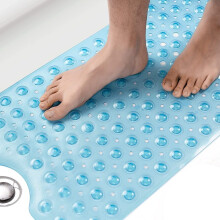(Blue, 38 X 70 CM) Non Slip Shower Mats Anti Allergic Bath Tub Mats Large Bath Mats