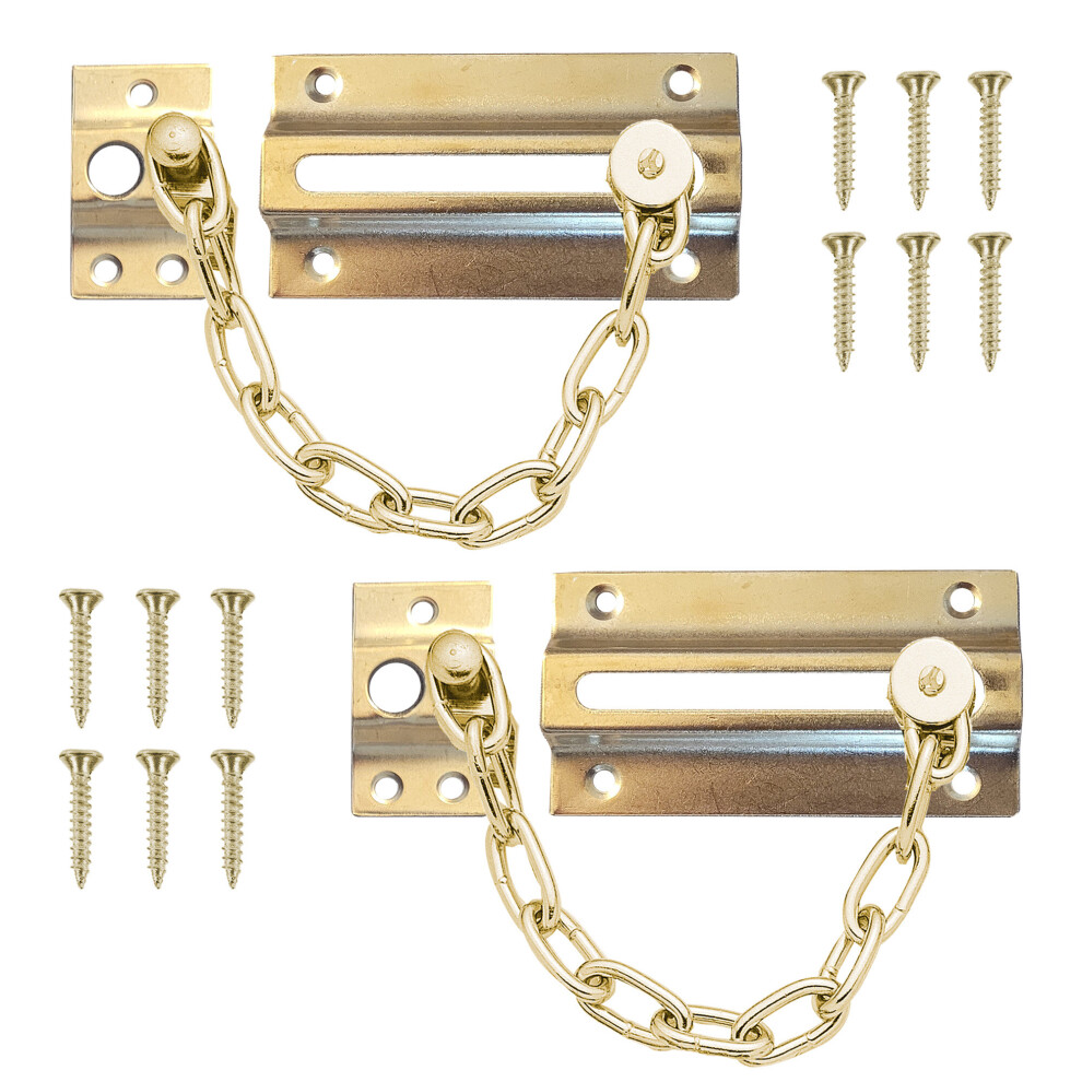 (2 (Two) Door Chains, BRASS) 2pk Security Chain for Front Door