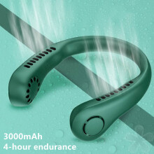 (Green) Mini Neck Fan Portable Hanging Neck Fan Bladeless Mute Fans Air