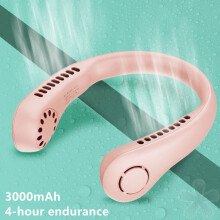 (Pink) Mini Neck Fan Portable Hanging Neck Fan Bladeless Mute Fans Air