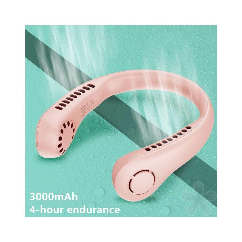 (Pink) Mini Neck Fan Portable Hanging Neck Fan Bladeless Mute Fans Air