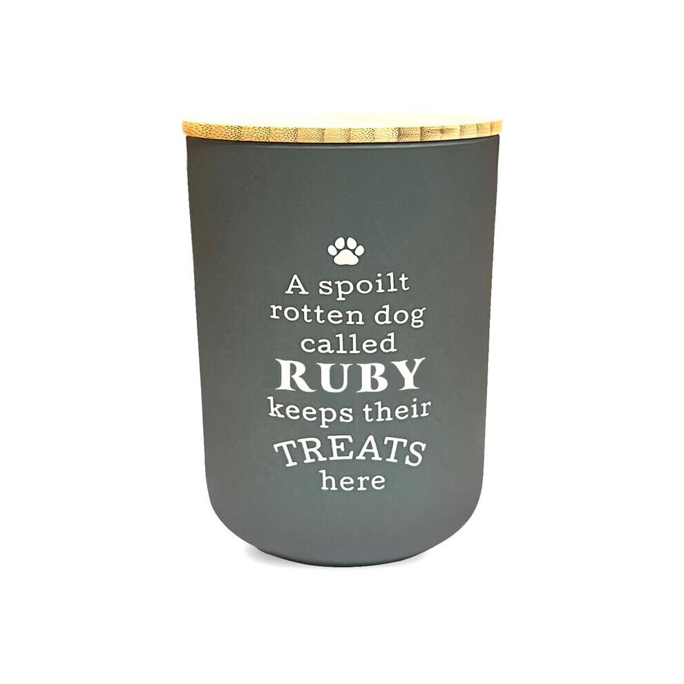 History & Heraldry Dog Treat Jar Spoilt Puppy Pet Homeware Funny Wooden Lid - Ruby Green