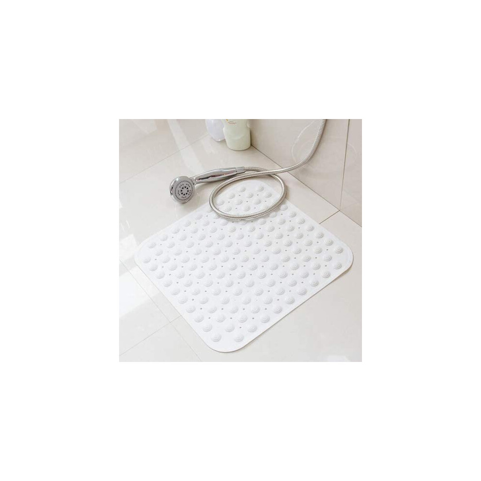 (White, 53 X 53 CM) Non Slip Shower Mat Anti Allergy Bath Mat Tub Mat