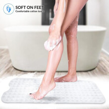 (White, 38 X 70 CM) Non Slip Shower Mat Anti Allergy Bath Mat Tub Mat
