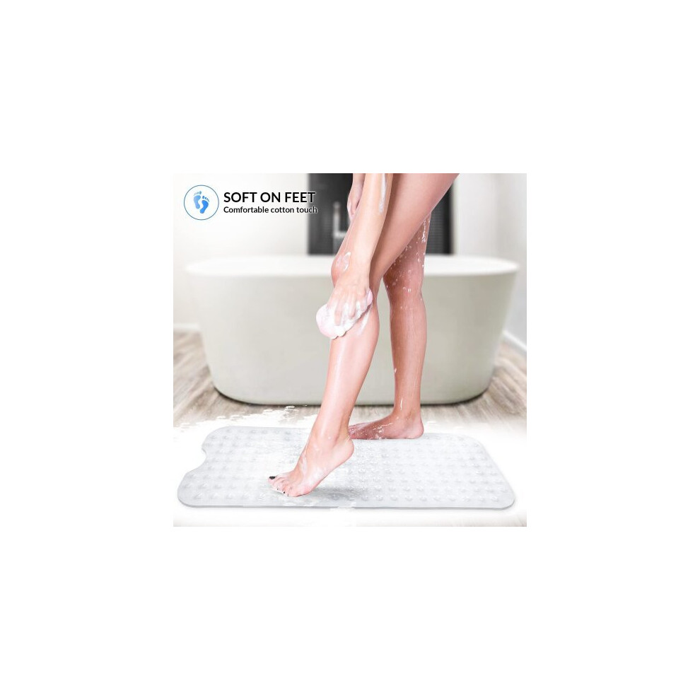 (White, 38 X 70 CM) Non Slip Shower Mat Anti Allergy Bath Mat Tub Mat