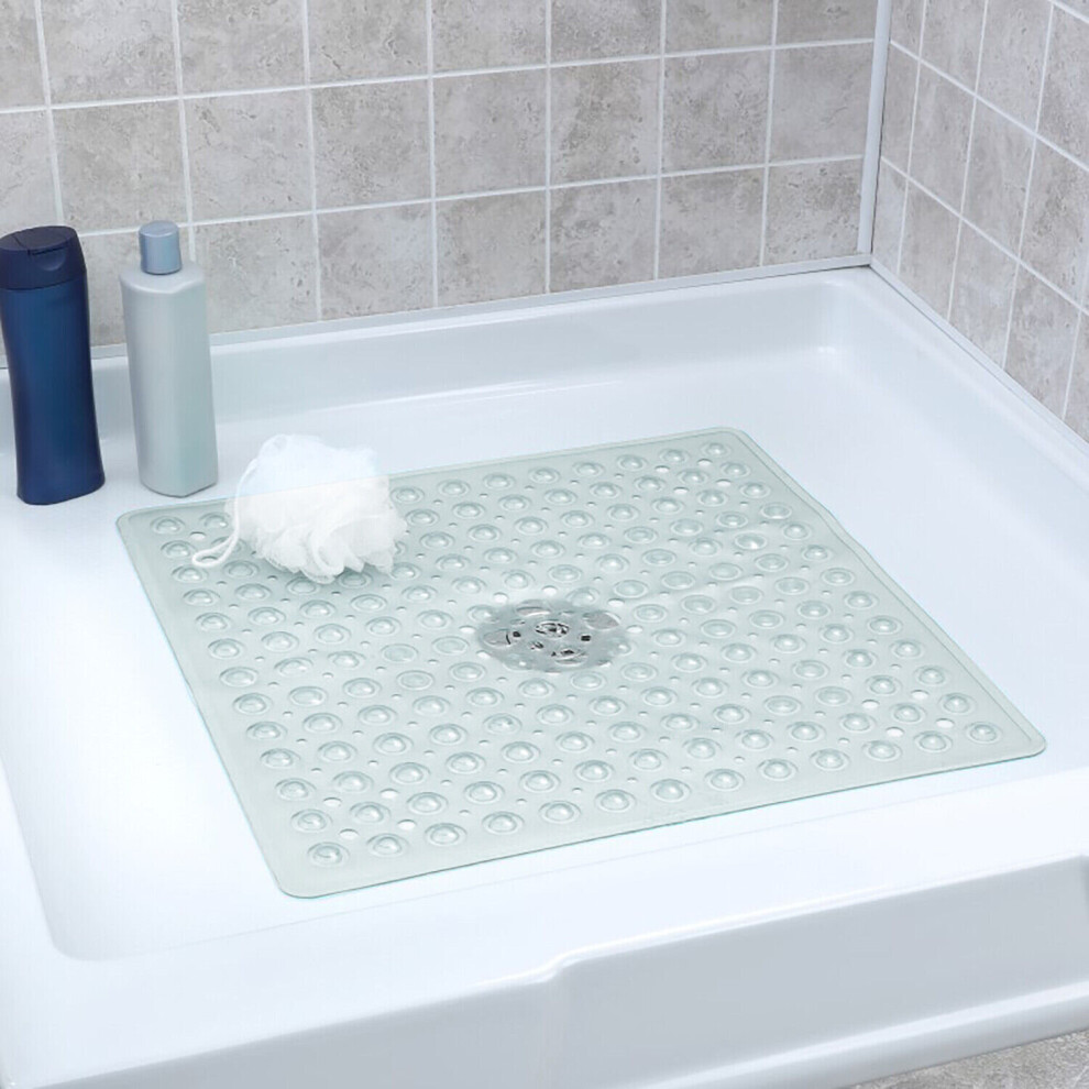 (53 x 53 cm , Crystal) Large Bath Mat Non Slip Shower Mats Bathroom Safety