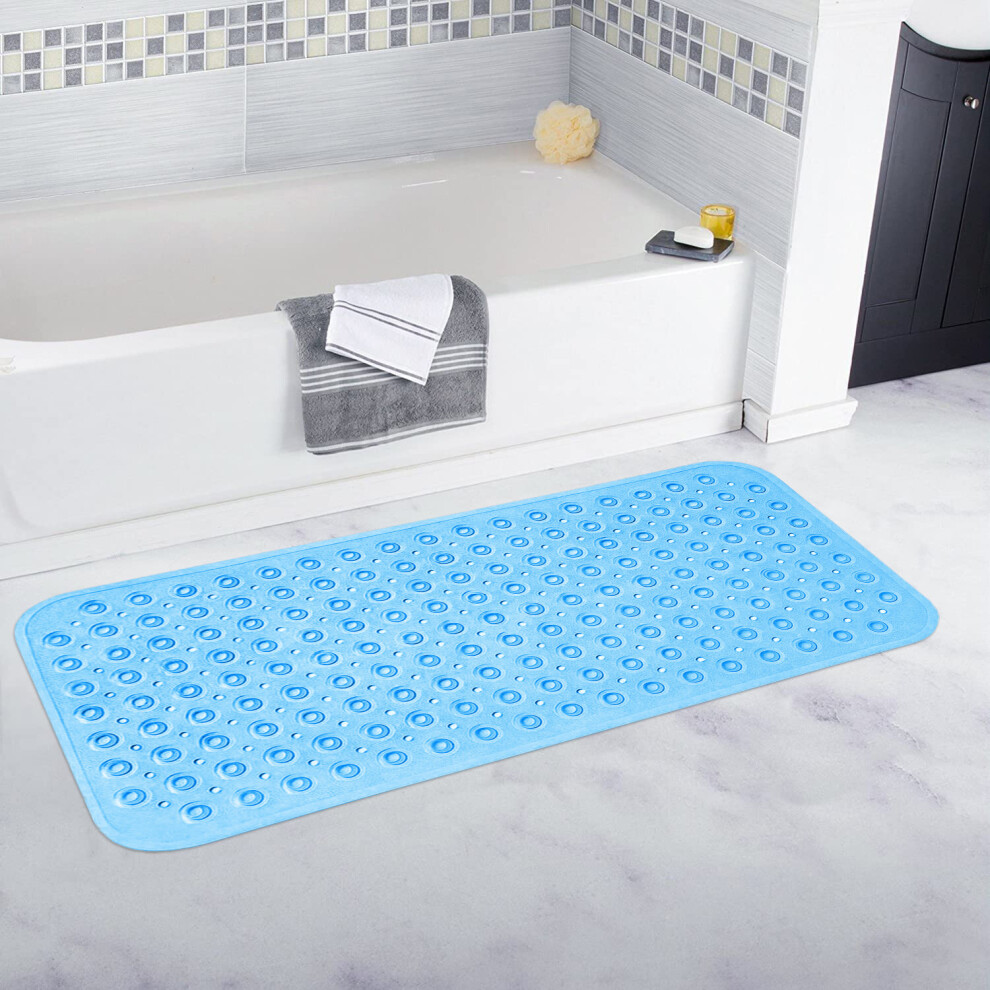 (40 x 100 cm , Light Blue) Large Bath Mat Non Slip Shower Mats Bathroom Safety