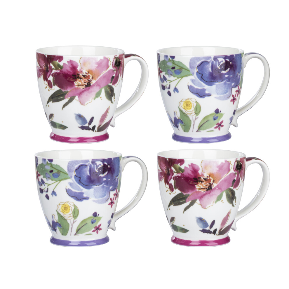 Set of 4 floral jumbo cups