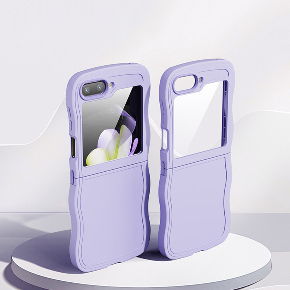 (Purple) Case for Samsung Galaxy Z Flip 5 Cover, [back screen protector] Soft Silicone Protective Cover Anti-Drop Phone Case Non-slip Cover for Galaxy Z Flip 5