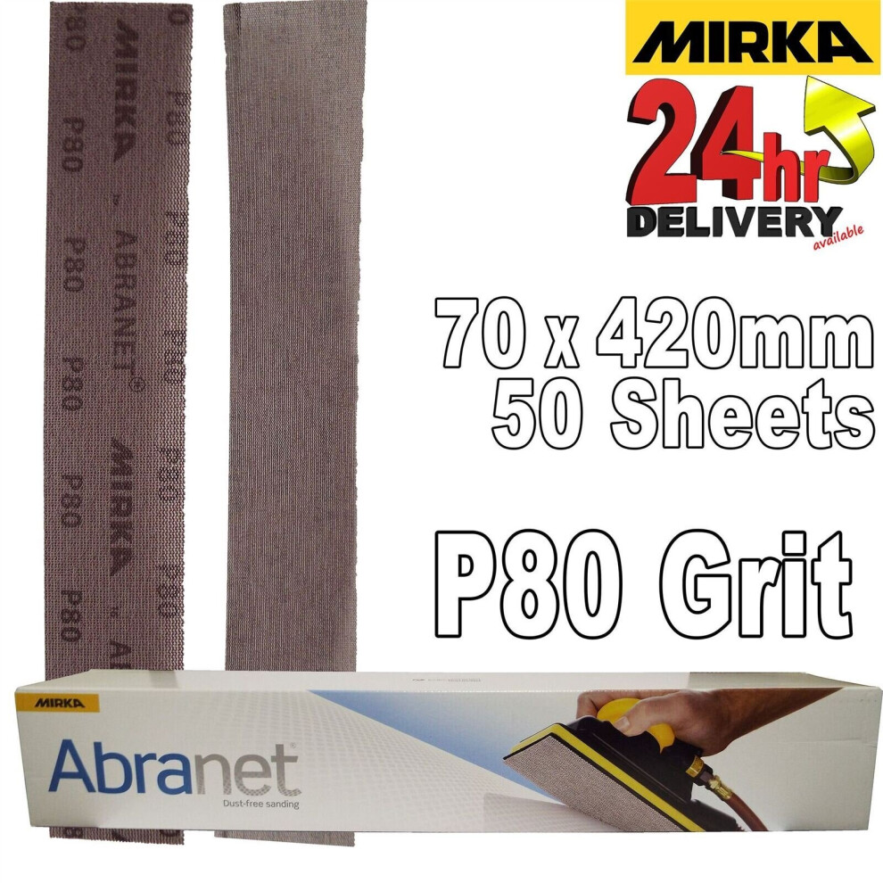 Mirka Abranet 70X420mm P80 Grit 50X Hooknloop Dust Free Sanding Abrasive Strips 6416868540154