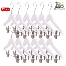 12 Children's White Wooden Coat Hangers For Baby And Toddler Clothes