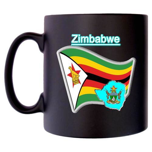 Zimbabwe Flag ZIMBABWEAN Map Klassek Mug Coffee Tea 10oz Black Satin