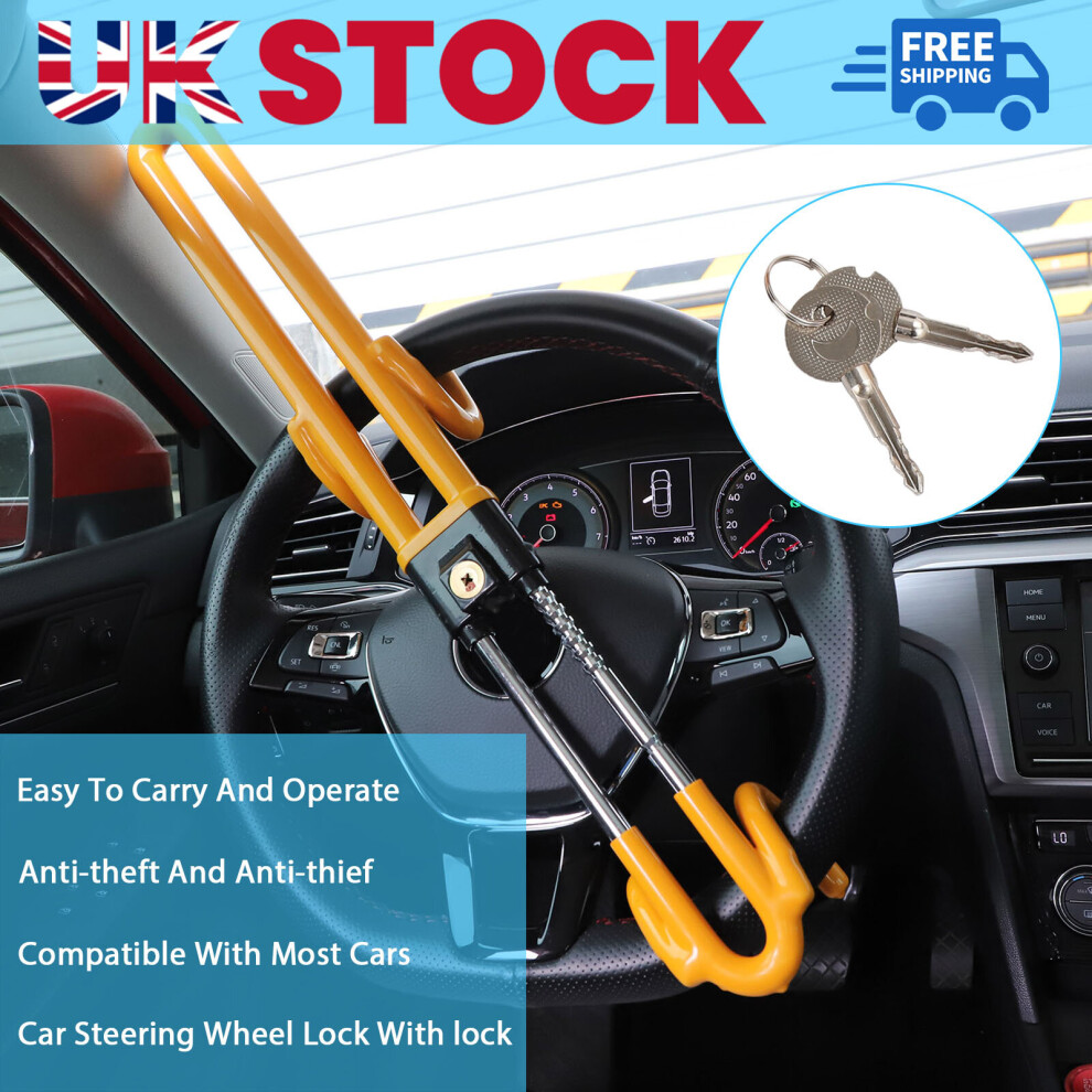 For BMWCar Steering Wheel Lock High Security Anti Theft Twin Bar