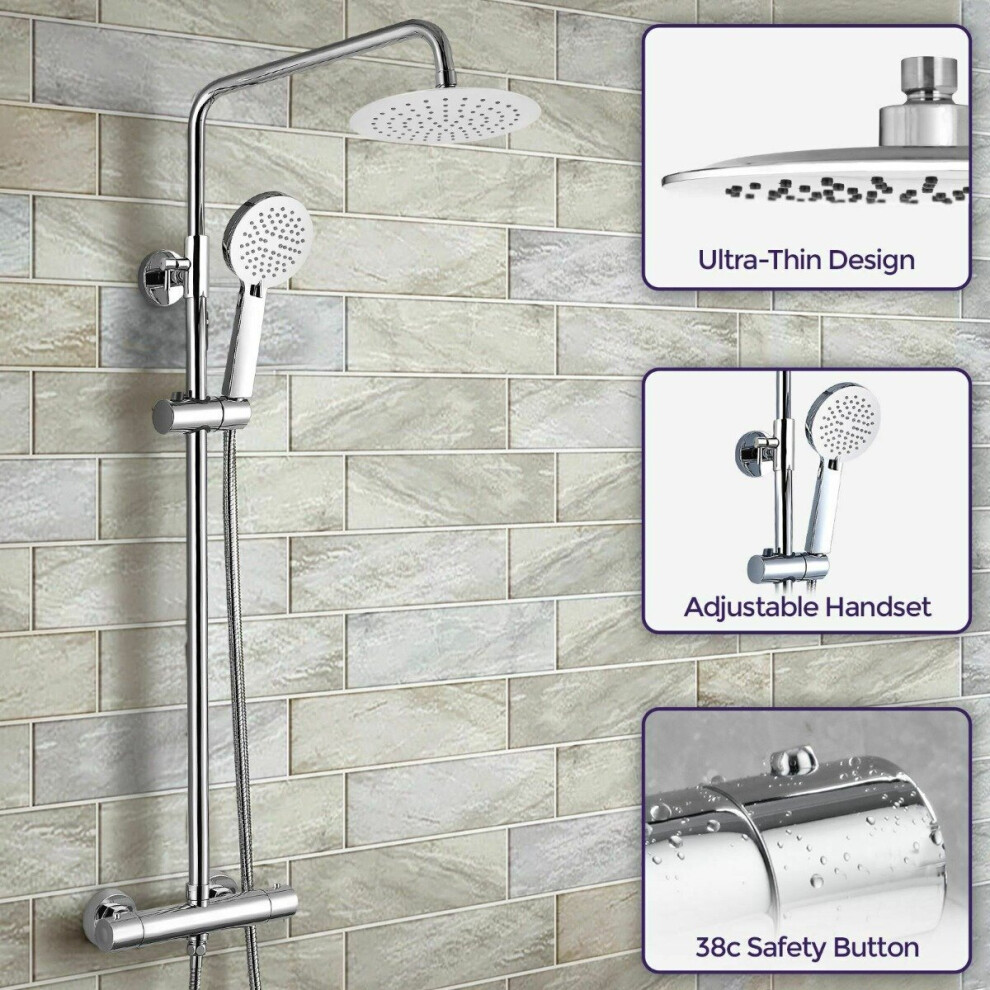 Lura Round Modern Exposed Thermostatic Dual Control Twin Shower Mixer Head