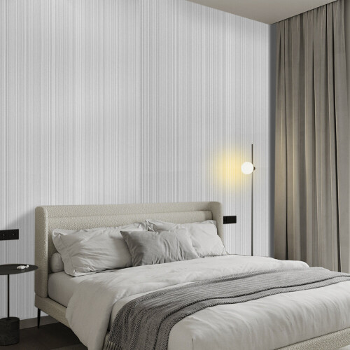 Living And Home Modern Grey Striped Emboss Non-Woven Wallpaper 9.5M 2