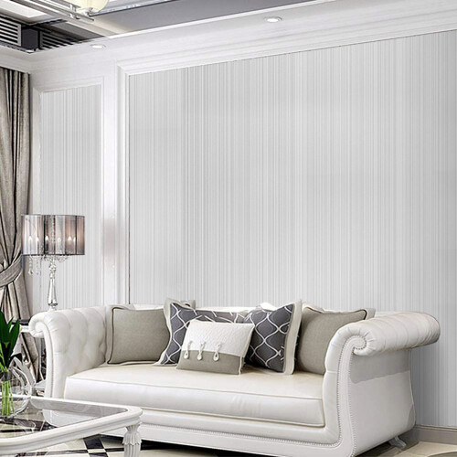 Living And Home Modern Grey Striped Emboss Non-Woven Wallpaper 9.5M
