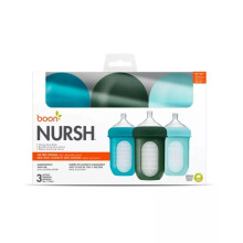Boon Nursh 3 Months+ Feeding Bottle Blue Multi 236ml, 3's