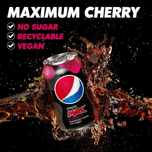 Pepsi Pepsi Max Cherry, 330ml Can, Pack of 24 2