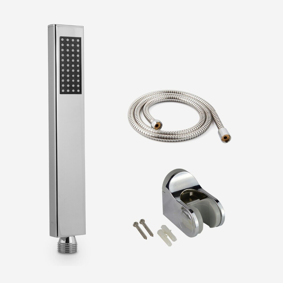 Rectangular Bathroom Shower Chrome Handset With Hose & Holder