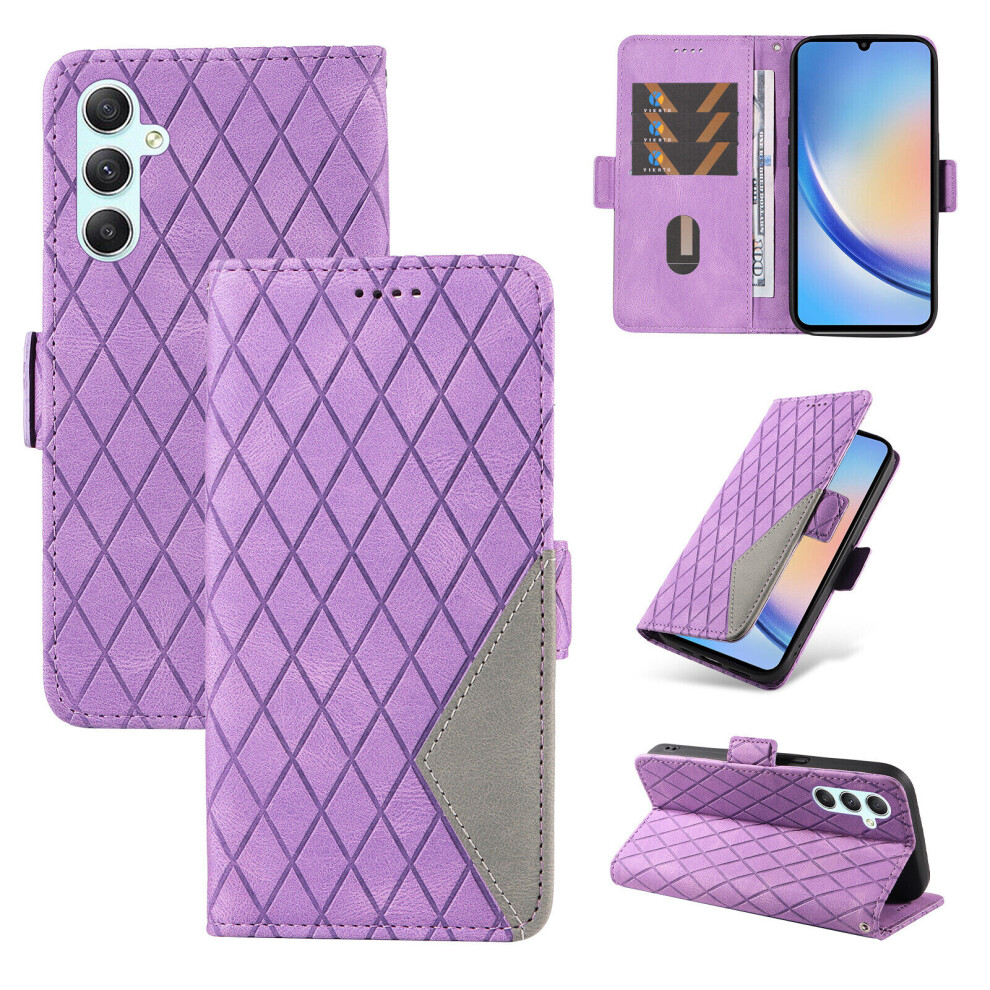 (Purple) Case for Samsung Galaxy A34 5G Wallet Cover with Card Slots Stand Protective Flip Compatible with Samsung Galaxy A34 5G Case