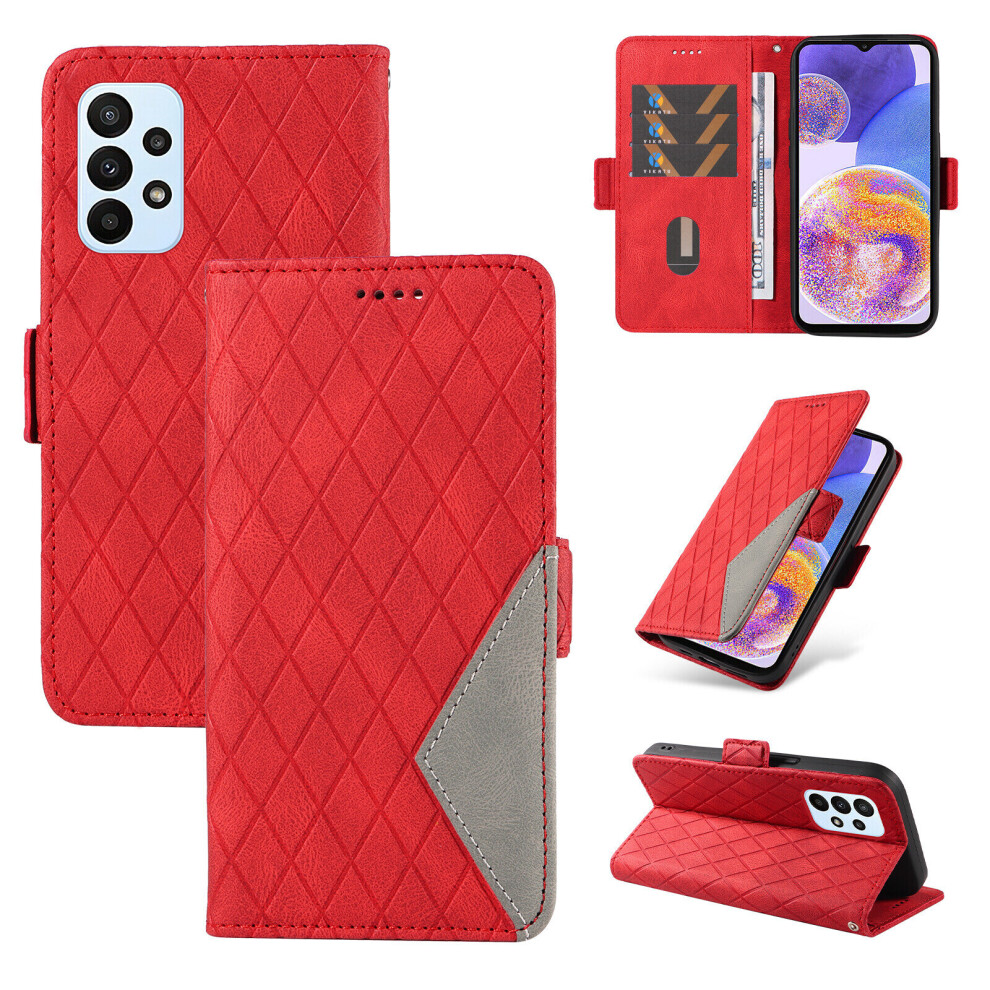 (Red) Case for Samsung Galaxy A23 4G/5G Wallet Cover with Card Slots Stand Protective Flip Compatible with Samsung Galaxy A23 4G/5G Case