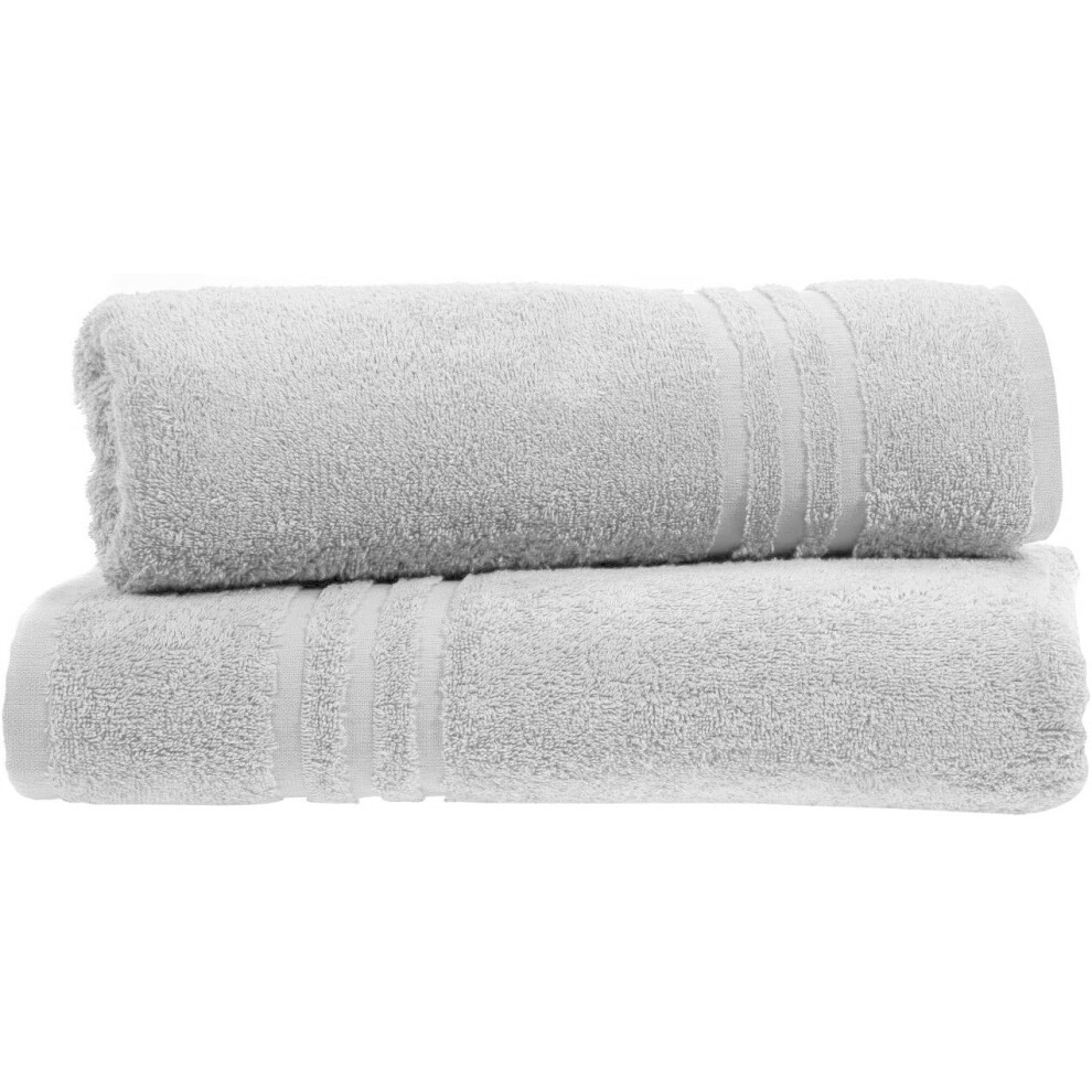 (Silver) 2 X Large Jumbo Bath Sheets 100% Egyptian Cotton Super Soft Big Bath Sheet Towel