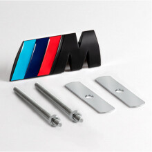 (Black + Blue Red) Car 3d Metal BMW M Front Grille Emblem Badge