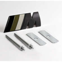 (Black + White Black) Car 3d Metal BMW M Front Grille Emblem Badge