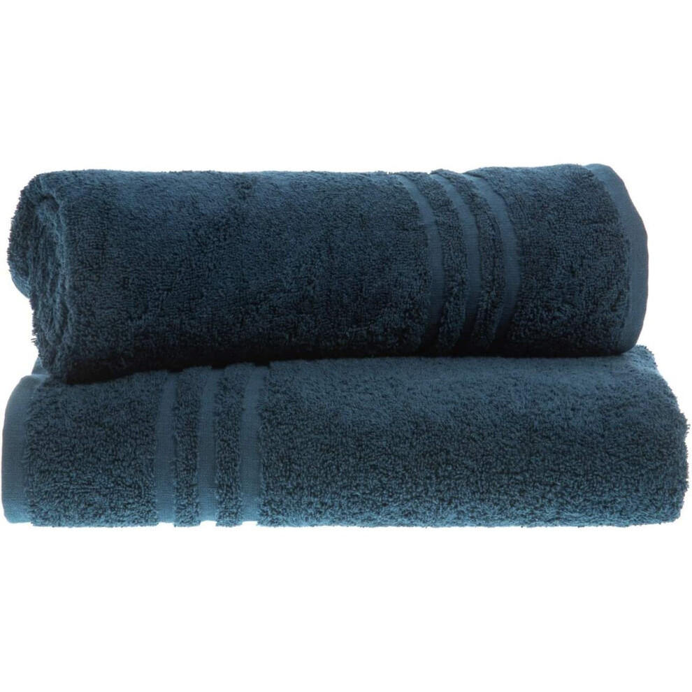 (Blue) 2 X Large Jumbo Bath Sheets 100% Egyptian Cotton Super Soft Big Bath Sheet Towel