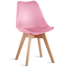 (Pink) MOF Tulip Style Dining Chair with Comfortable Pad Seat & Solid Beech Wooden Legs for Dining Room Living Room Kitchen & Lounge