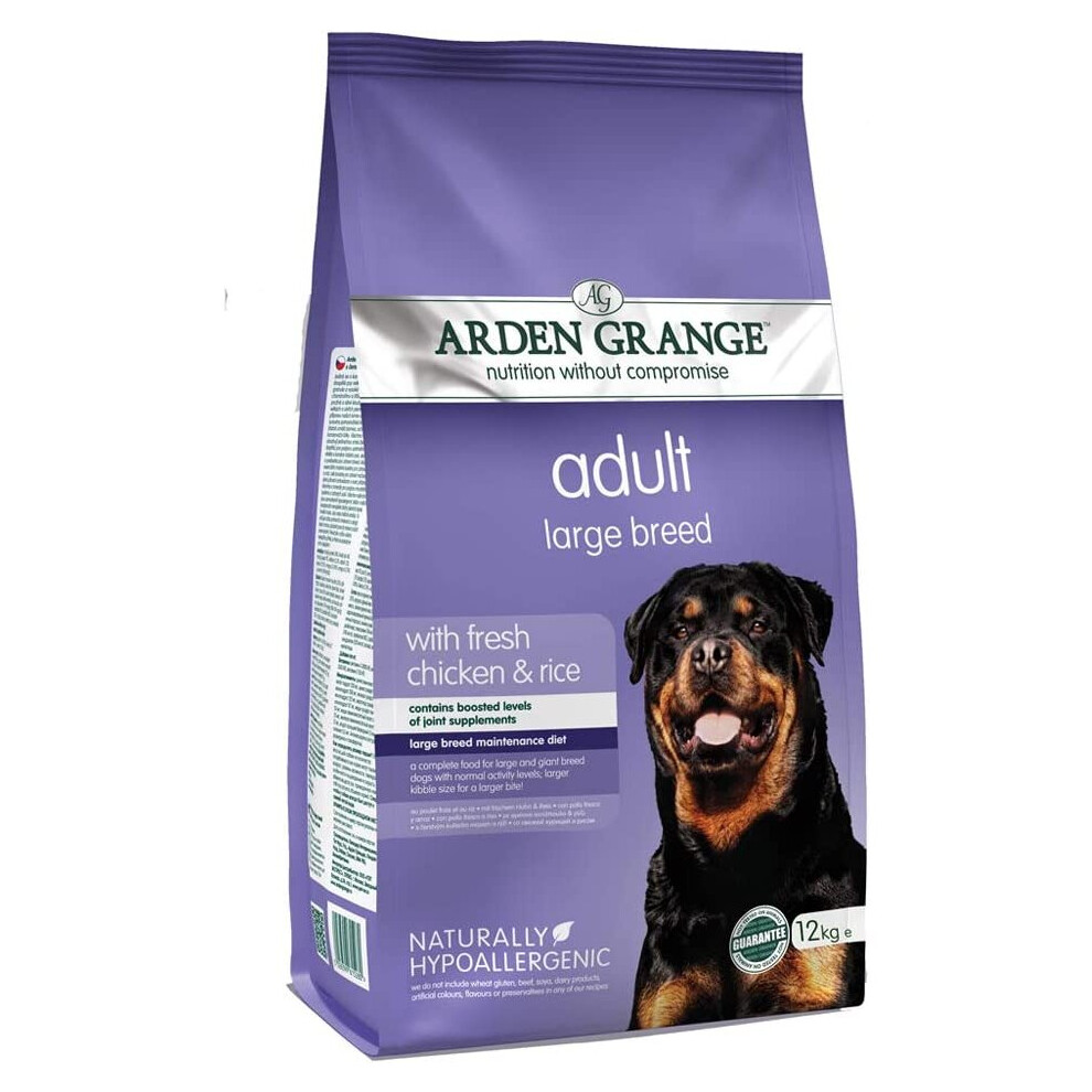 (12kg bag) Dry Dog Food Large Breed Adult Chicken Rice Arden Grange