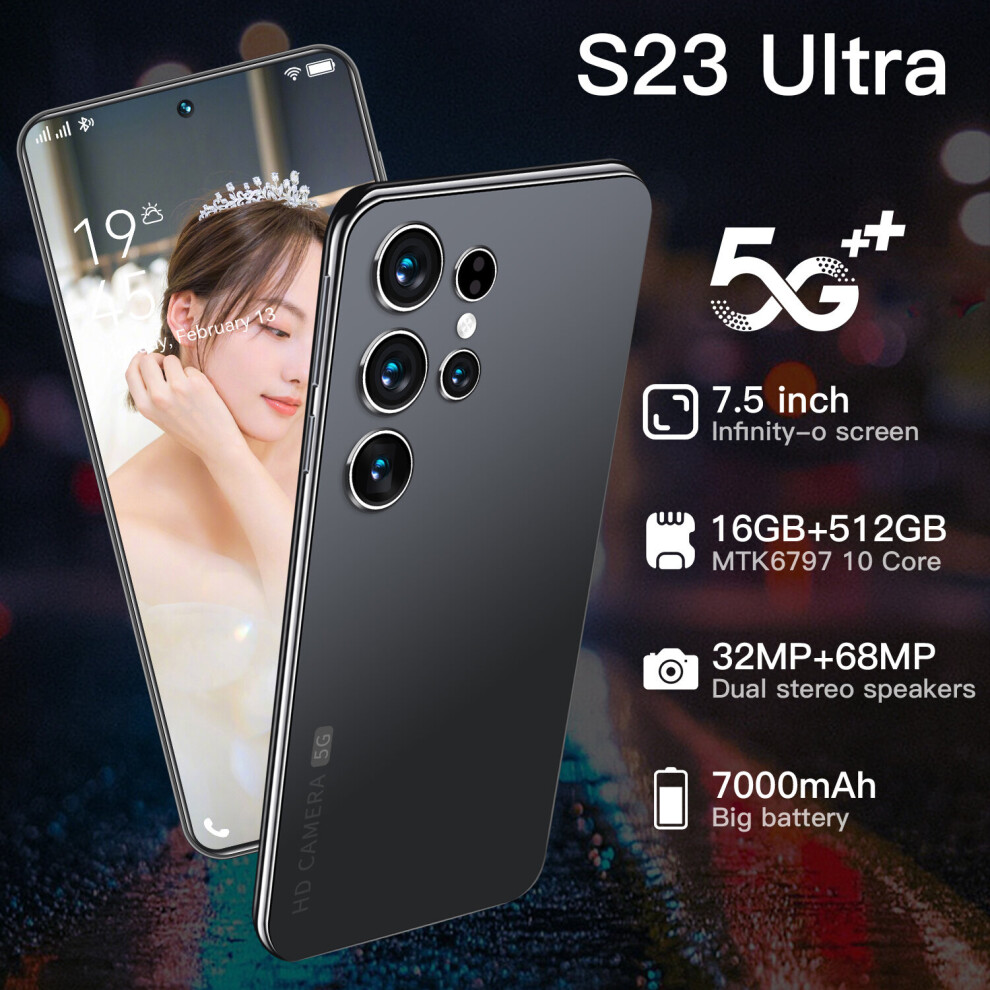 (black, 16GB+1TB) Dual SIM Dual Standby Latest Smartphone S23 Ultra 