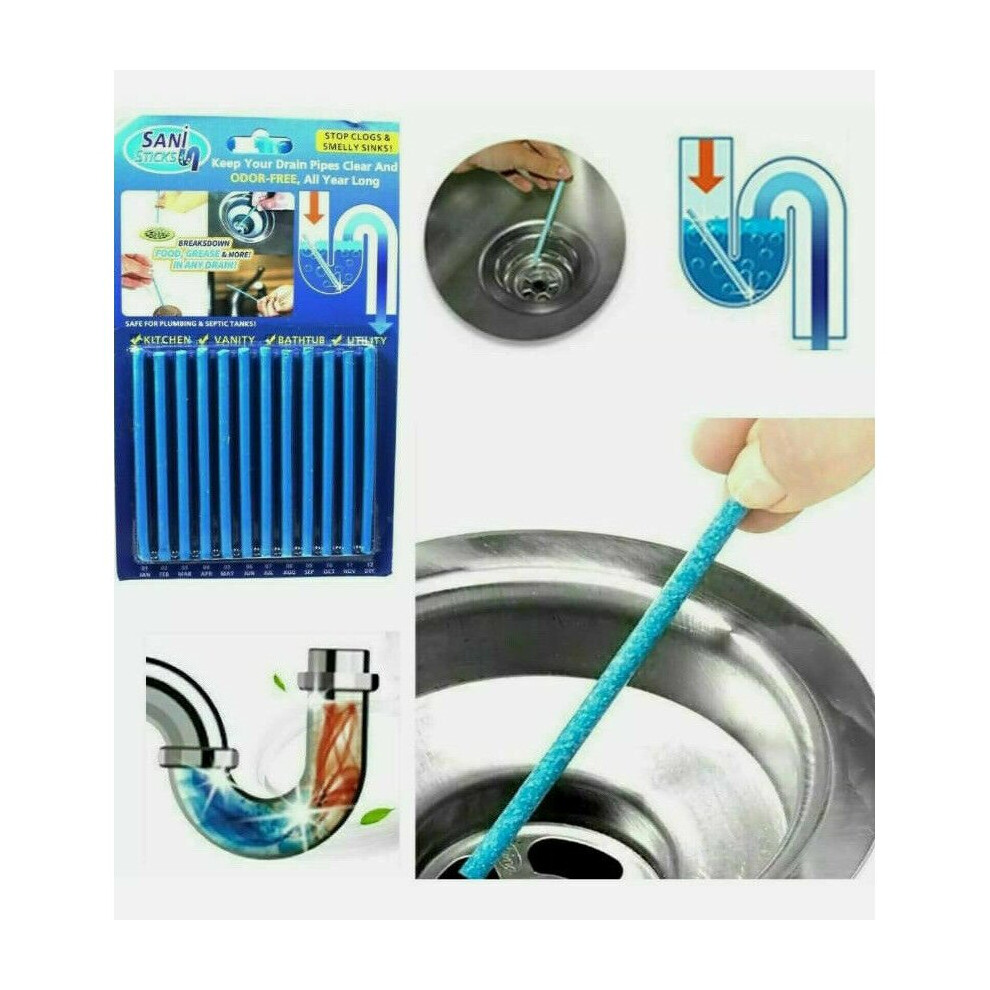 2pack (24Pcs) SANI STICKS Odor Drain Deodorizer Cleaner Sink Cleaning UK SELLER